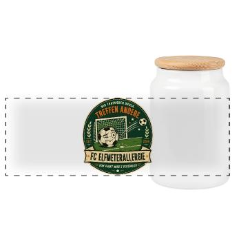 FC Elfmeterallergie - Panorama Keksdose mit Holzdeckel - Weiß - Vorne