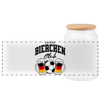 Lecker Bierchen Club Fußball Deutschland - Panorama Keksdose mit Holzdeckel - Weiß - Vorne
