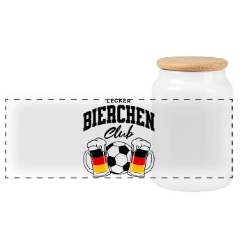 Lecker Bierchen Club Fußball Deutschland - Panorama Keksdose mit Holzdeckel - Weiß - Vorne