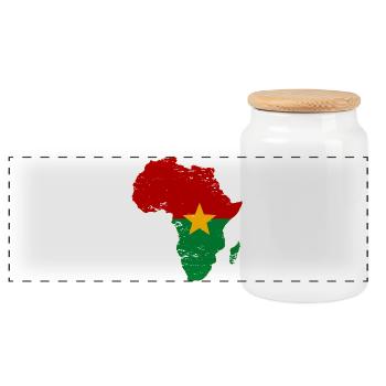 Burkina-Faso_Flagge_Afrika_used - Panorama Keksdose mit Holzdeckel - Weiß - Vorne