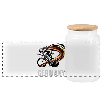 Road Bike Illusion Germany Colors - Panoramic Cookie Jar with Wooden Lid - white - Front