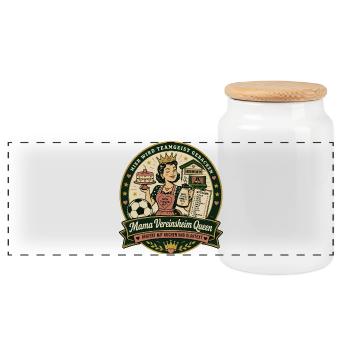 Mama Vereinsheim Queen - Panorama Keksdose mit Holzdeckel - Weiß - Vorne