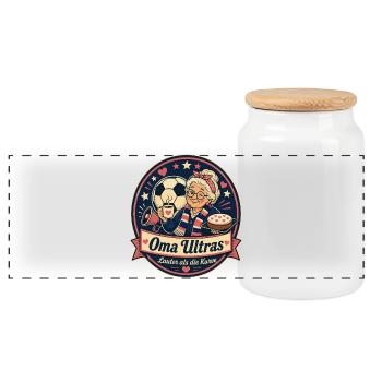 Oma Ultras - Panorama Keksdose mit Holzdeckel - Weiß - Vorne
