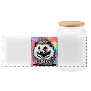 hérisson - Boîte à biscuits avec couvercle en bois - blanc - Devant
