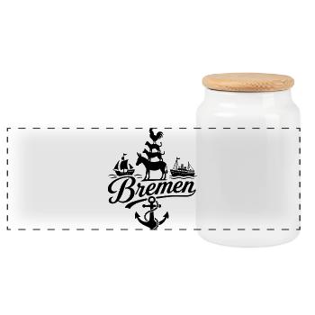 Brême - Boîte à biscuits avec couvercle en bois - blanc - Devant