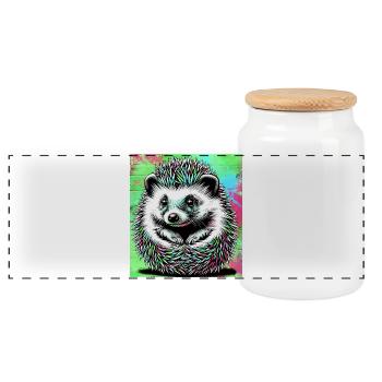 hérisson - Boîte à biscuits avec couvercle en bois - blanc - Devant