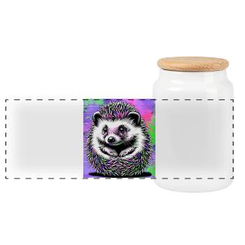 hérisson - Boîte à biscuits avec couvercle en bois - blanc - Devant
