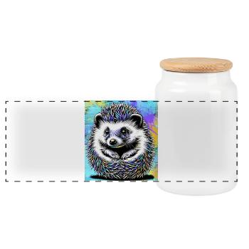 hérisson - Boîte à biscuits avec couvercle en bois - blanc - Devant