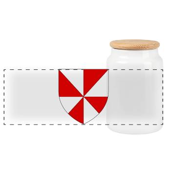 Coat of arms of the Gâtinais - Panoramic Cookie Jar with Wooden Lid - white - Front