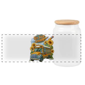 Arrêt de bus Sunshine - Boîte à biscuits avec couvercle en bois - blanc - Devant