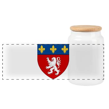 Heraldic coat of arms of Lyon - Panoramic Cookie Jar with Wooden Lid - white - Front