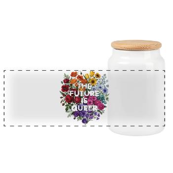 Pride Month LGBT – Die Zukunft ist queer - Panorama Keksdose mit Holzdeckel - Weiß - Vorne
