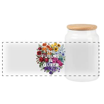 Mois de la fierté LGBTQ - L’avenir est queer - Boîte à biscuits avec couvercle en bois - blanc - Devant