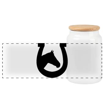 Fer à cheval - Boîte à biscuits avec couvercle en bois - blanc - Devant
