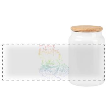 motorcycle - Panoramic Cookie Jar with Wooden Lid - white - Front