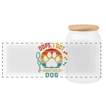 Oops I Got Another Dog - Retro Dog Dog Owner - Panoramic Cookie Jar with Wooden Lid - white - Front
