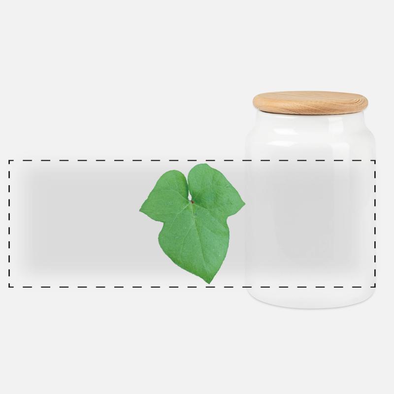 Green_Leaf_-_Tiny_Red_Spider - Panorama Keksdose mit Holzdeckel - Weiß