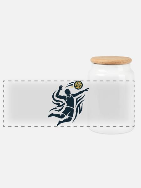 Volleyballspieler Schmetterball Volleyball Team - Panorama Keksdose mit Holzdeckel - Weiß