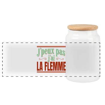 J’peux pas j’ai la flemme - Boîte à biscuits avec couvercle en bois - blanc - Devant
