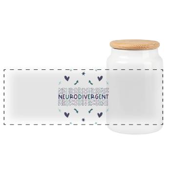 Neurodivergent - Autism Adhd Autismus Adhs - Panoramic Cookie Jar with Wooden Lid - white - Front