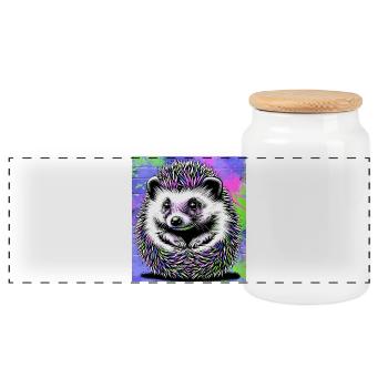 hérisson - Boîte à biscuits avec couvercle en bois - blanc - Devant