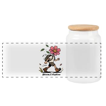 Fleur Sauvage en randonnée - Boîte à biscuits avec couvercle en bois - blanc - Devant