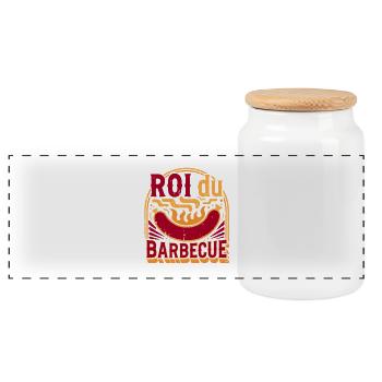 König des Grillens - Panorama Keksdose mit Holzdeckel - Weiß - Vorne