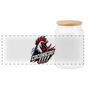 Supporter français emblème coq hurlant - Boîte à biscuits avec couvercle en bois - blanc - Devant