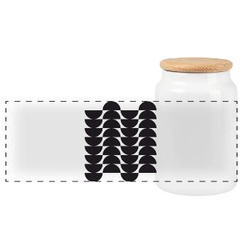 Noir Wave Geometric Grid - Panoramic Cookie Jar with Wooden Lid - white - Front