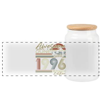 Juni 1996 Jahrgang Geburtstag Vintage Geschenk - Panorama Keksdose mit Holzdeckel - Weiß - Vorne