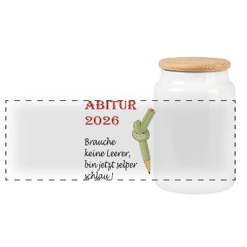 ABITUR_2026 - Panorama Keksdose mit Holzdeckel - Weiß - Vorne