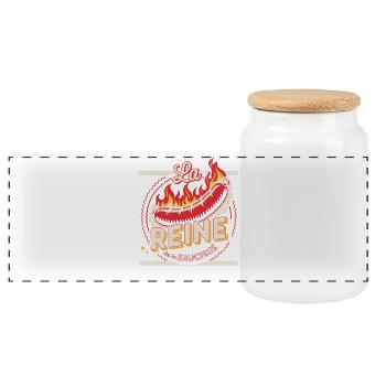 La Reine de la Saucisse en Flammes - Boîte à biscuits avec couvercle en bois - blanc - Devant