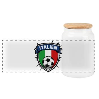 Italien Fußball Wappen - Panorama Keksdose mit Holzdeckel - Weiß - Vorne