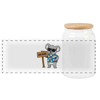 Koala Urlaub Hawaii Shirt - Panorama Keksdose mit Holzdeckel - Weiß - Vorne