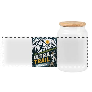 Ultra Trail Running - Panoramic Cookie Jar with Wooden Lid - white - Front