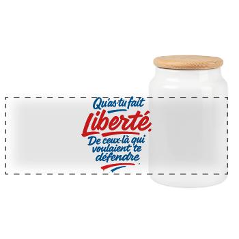 Liberté - Boîte à biscuits avec couvercle en bois - blanc - Devant