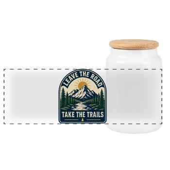 Quittez la route Prenez les sentiers Montagne - Boîte à biscuits avec couvercle en bois - blanc - Devant