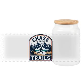 Badge de coureur de montagne Chase the Trails - Boîte à biscuits avec couvercle en bois - blanc - Devant