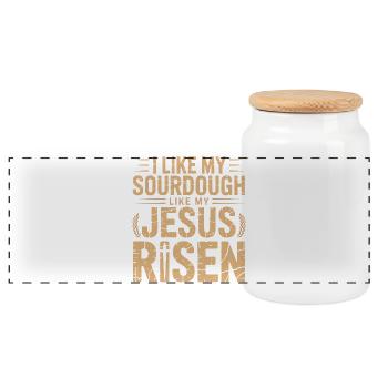 Sourdough Risen Pun Tee - Panoramic Cookie Jar with Wooden Lid - white - Front