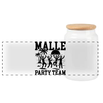 Malle Party Team Urlaub - Panorama Keksdose mit Holzdeckel - Weiß - Vorne