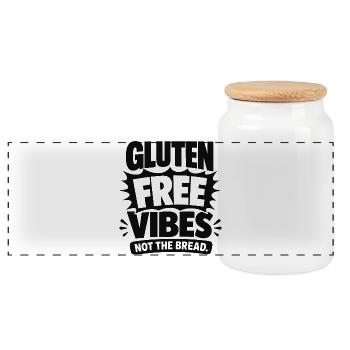 Gluten Free Vibes Not Bread - Panorama Keksdose mit Holzdeckel - Weiß - Vorne