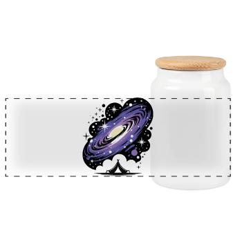Camping en tente galactique Univers Cosmos spatial - Boîte à biscuits avec couvercle en bois - blanc - Devant