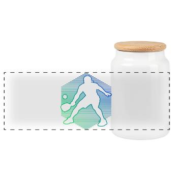 Pickleballspielerin Geschenkidee für den Muttertag - Panorama Keksdose mit Holzdeckel - Weiß - Vorne