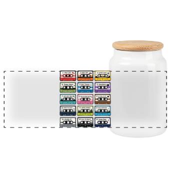 Collection de Cassettes Audio Rétro - Boîte à biscuits avec couvercle en bois - blanc - Devant