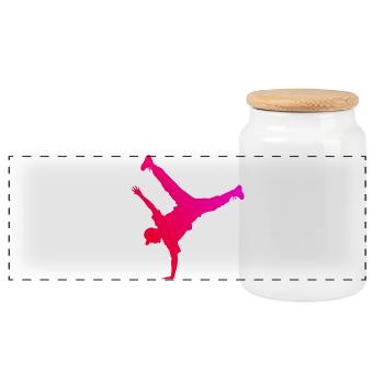 Gift idea for a breakdancer with street dance - Panoramic Cookie Jar with Wooden Lid - white - Front