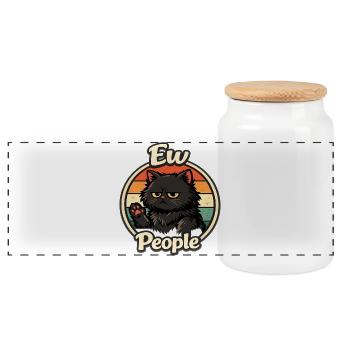 Grummelige Retro-Katze im Sunset - Boîte à biscuits avec couvercle en bois - blanc - Devant