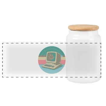 Retro PC Pastel Smile - Panorama Keksdose mit Holzdeckel - Weiß - Vorne