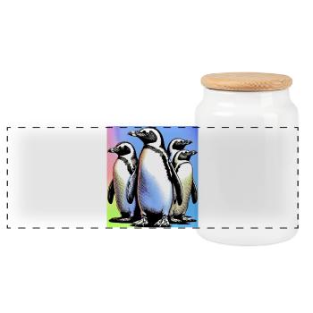 Pingouins Pingouins - Boîte à biscuits avec couvercle en bois - blanc - Devant