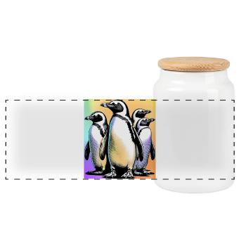 Pingouins Pingouins - Boîte à biscuits avec couvercle en bois - blanc - Devant
