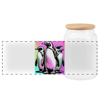 Pingouins Pingouins - Boîte à biscuits avec couvercle en bois - blanc - Devant